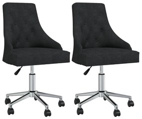 vidaXL Cadeiras de jantar giratórias 2 pcs tecido preto
