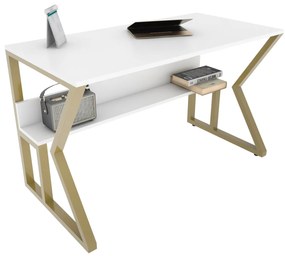 Secretária Wake – Branco Dourado – 120 cm x 72,8 cm x 60 cm