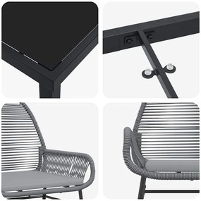 Conjunto de Jantar de Jardim 5 Peças com Almofadas em Rattan Sintético