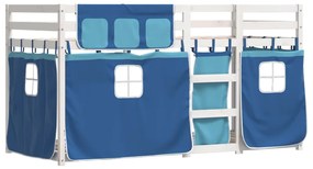 Beliche com cortinas 90x200 cm madeira de pinho maciça azul