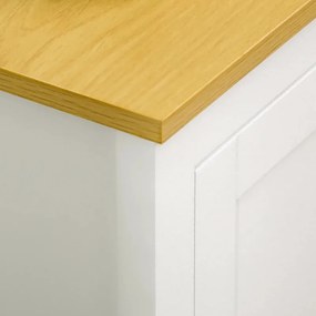 Aparador Mylov com 3 Portas de 120 cm - Branco/Castanho - Design Nórdi