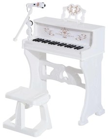 HOMCOM Piano Elétrico Infantil de 37 Teclas Conjunto de Piano com Microfone Banco Luzes e 22 Canções USB/MP3/Bluetooth Karaokê | Aosom Portugal