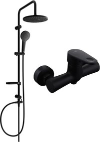 Mexen Kama Conjunto de chuveiro de parede Erik com chuveiro de teto e misturadora de chuveiro, preto - 72540205-70