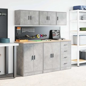 Armário de parede garagem concreto cinza madeira engenheirada