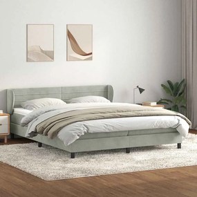 vidaXL Cama com molas/colchões 200x220 cm veludo cinzento-claro