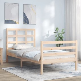 vidaXL Estrutura de cama com cabeceira 100x200 cm madeira maciça