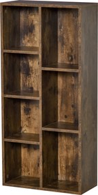 HOMCOM Estante para Livros Estante de Madeira com 7 Compartimentos de Armazenamento 50x24x106 cm Marrom Rústico | Aosom Portugal