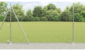 vidaXL Cerca Euro com 7 Postes Flangeados 1.4x10 m Aço Galvanizado