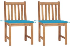 vidaXL Cadeiras de jardim c/ almofadões 2 pcs teca maciça
