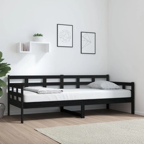 Sofá-cama 80x200 cm madeira de pinho maciça preto
