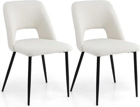 Conjunto de 2 cadeiras jantar e cozinha estofadas com 2 peças de altura de balcão Pernas de metal Costas ocas 48,5 x 57 x 85 cm Bege