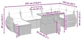 8 pcs conjunto de sofás p/ jardim com almofadões vime PE bege