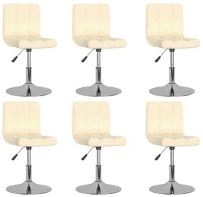 Cadeiras de jantar giratórias 6 pcs tecido cor creme