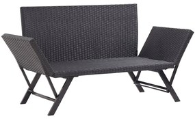 Banco de jardim c/ almofadões 176 cm vime PE preto