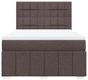 Cama com molas/colchão 160x200 cm tecido castanho-escuro