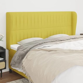 vidaXL Cabeceira de cama c/ abas tecido 163x23x118/128 cm verde