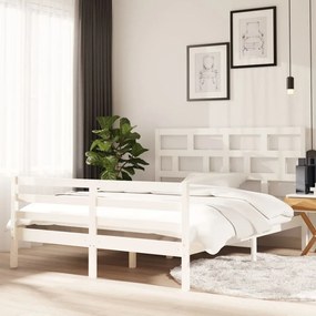 3101289 vidaXL Estrutura de cama king 150x200 cm madeira maciça branco