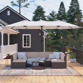 Guarda-sol duplo 460 x 270 cm (C x L) com manivela UPF 50+bege