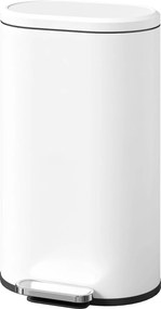 Caixote do lixo de cozinha de 30 L, com pedal, balde interior removível, tampa com fecho suave, 36,5 x 31 x 61 cm, branco