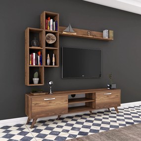 Conjunto de Móvel de TV "Askel" M1 – Design Moderno em Nogueira