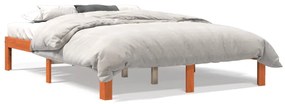 Estrutura de cama 140x190 cm madeira pinho maciça castanho cera