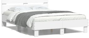 Estrutura de cama com cabeceira e luzes LED 120x200 cm branco