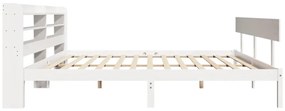 Cama sem colchão 200x200 cm madeira de pinho maciça branco
