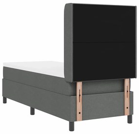 Cama Box com Colchão e LED Cinza Escuro 90 x 190 cm, Tecido