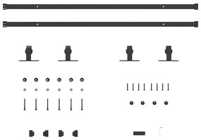 Kit para armário deslizante aço carbono 200 cm