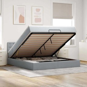 vidaXL Cama otomana com colchão 160x200 cm tecido cinzento claro