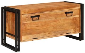 vidaXL Armário de Sapatos com porta Castanho Madeira de acácia maciça