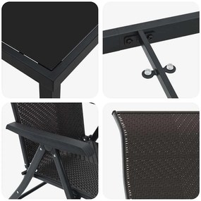 Conjunto de Jantar de Jardim 5 Peças em Rattan Sintético Preto