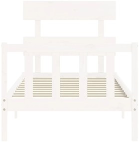 Cama sem colchão 90x200 cm madeira de pinho maciça branco