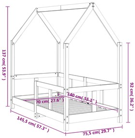 Estrutura de cama infantil 70x140 cm pinho maciço branco