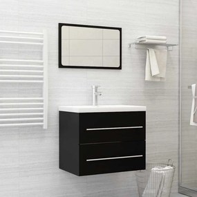 vidaXL 2 pcs conj. móveis de casa de banho derivados de madeira preto