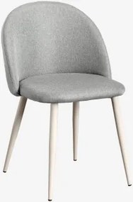Pack De 2 Cadeiras De Jantar Estofadas E Em Aço Kana Beige Creme & Linho Cinza Concreto & Linho - Sklum