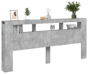 Cabeceira c/ LEDs 220x18,5x103,5 cm cinzento-cimento