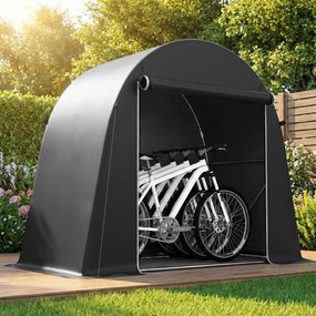 Abrigo de jardim em forma de tenda em Lona  245 x 120 x 200 cm, impermeável, para guardar objetos, com porta enrolável e fecho de correr, cinzento esc