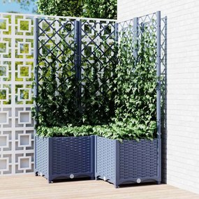 Vaso/floreira jardim c/ treliça 80x80x136 cm PP cinzento azul