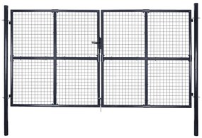 Portão de jardim em rede aço galvanizado 289x200 cm cinzento