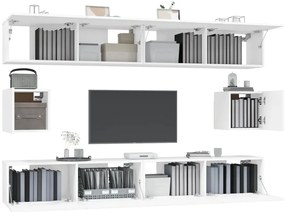 Conjunto móveis de TV 6 pcs madeira processada branco