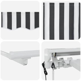 Toldo Retrátil Manual Antracite e Branco 350x200 cm