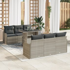 Conjunto de Sofás de Jardim vidaXL com Almofadas Cinzento-Claro de Rat