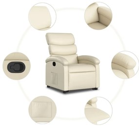 Poltrona reclinável elevatória couro artificial cor creme