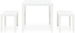 Mesa de jardim com 2 bancos plástico branco