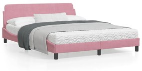 Estrutura de cama c/ cabeceira 160x200 cm veludo rosa