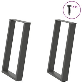 Pernas p/ mesa de jantar 2 pcs em forma de U 50x(72-73) cm aço