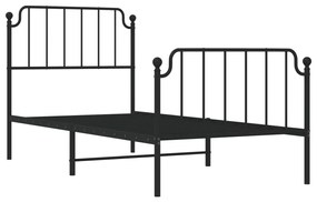 Estrutura de cama com cabeceira e pés 90x200 cm metal preto