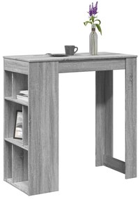 Mesa de bar c/ prateleiras derivados de madeira cinzento sonoma