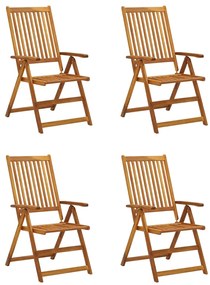 Cadeiras jardim reclináveis c/ almofadões 4 pcs acácia maciça
